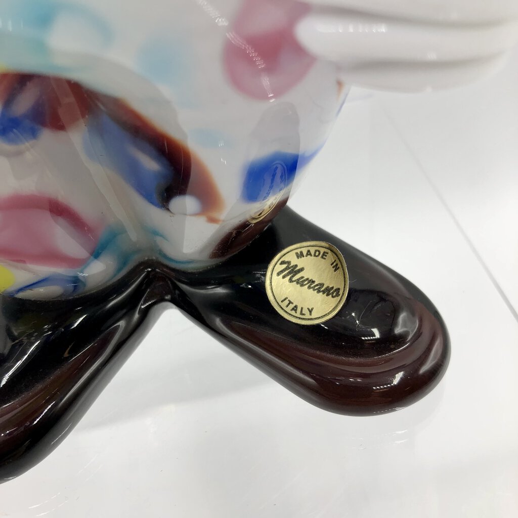 Vintage Colorful Murano Glass Clown w/ Blue Bow Numbered /b