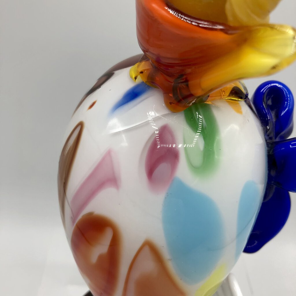 Vintage Colorful Murano Glass Clown w/ Blue Bow Numbered /b