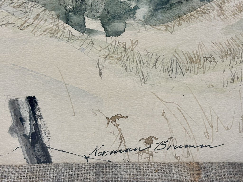 Norman Brumm Watercolor Michigan Winter Scene /j