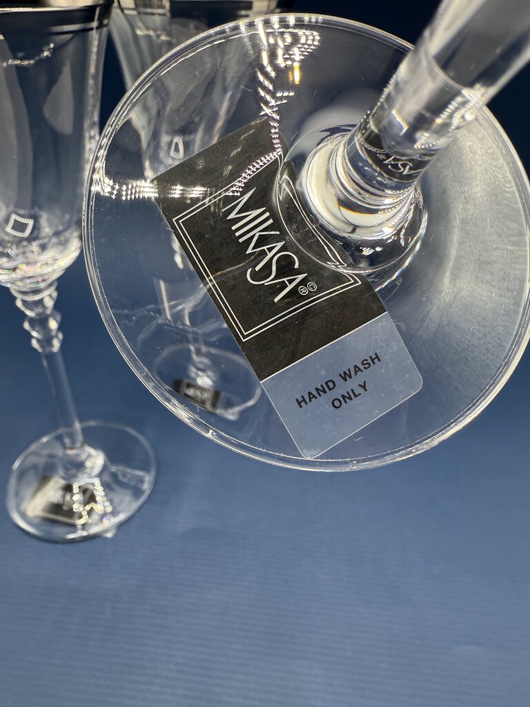 Mikasa Sonata Platinum Crystal Wine Glass Set of 3 NWT /rw