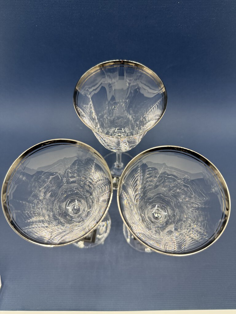 Mikasa Sonata Platinum Crystal Wine Glass Set of 3 NWT /rw