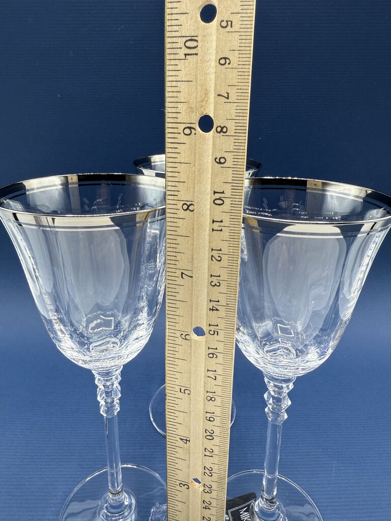 Mikasa Sonata Platinum Crystal Wine Glass Set of 3 NWT /rw