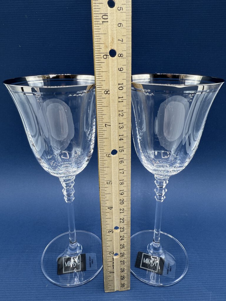 Mikasa Sonata Platinum Crystal Water Glass set of 2 NWT /rw