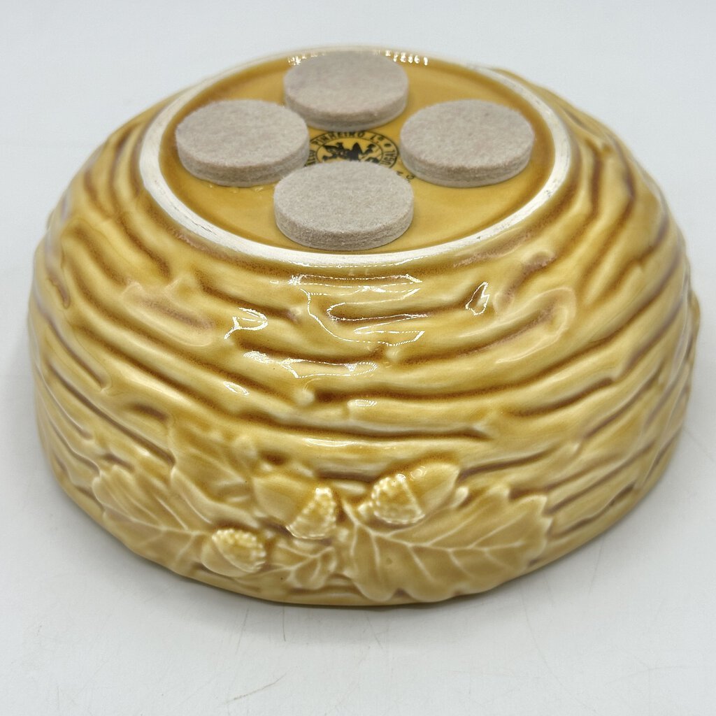 Vintage Bordallo Pinheiro Oak Leaf Gold Coupe Cereal Bowl 5 1/2” Portugal /cb