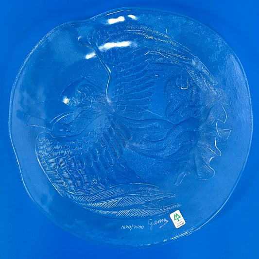 Vintage Verde Pinho Crystal “Angel With Book” Limited Edition Textured Crystal Plate Signed & Numbered Made in Portugal /cb