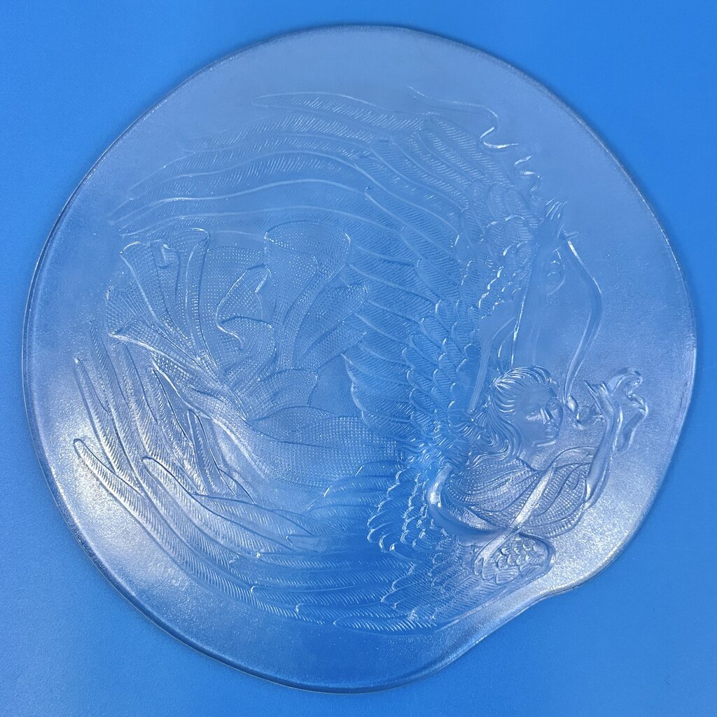 Vintage Verde Pinho Crystal “Angel With Ribbon” Limited Edition Textured Crystal Plate Signed & Numbered Made in Portugal /cb