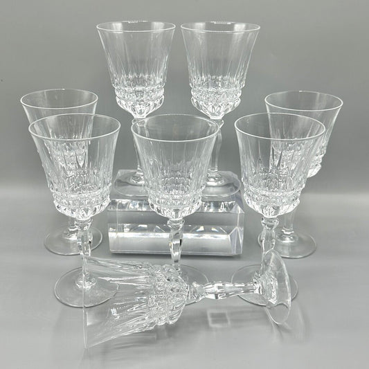 Set Of 8 Vintage Cristal D’Arques Villeneuve Lead Crystal Wine Glasses /cb