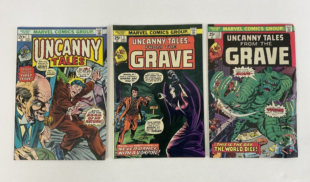 Vintage Marvel Comics: Uncanny Tales Issues #1, 7, 12 - 1973-1975 /so