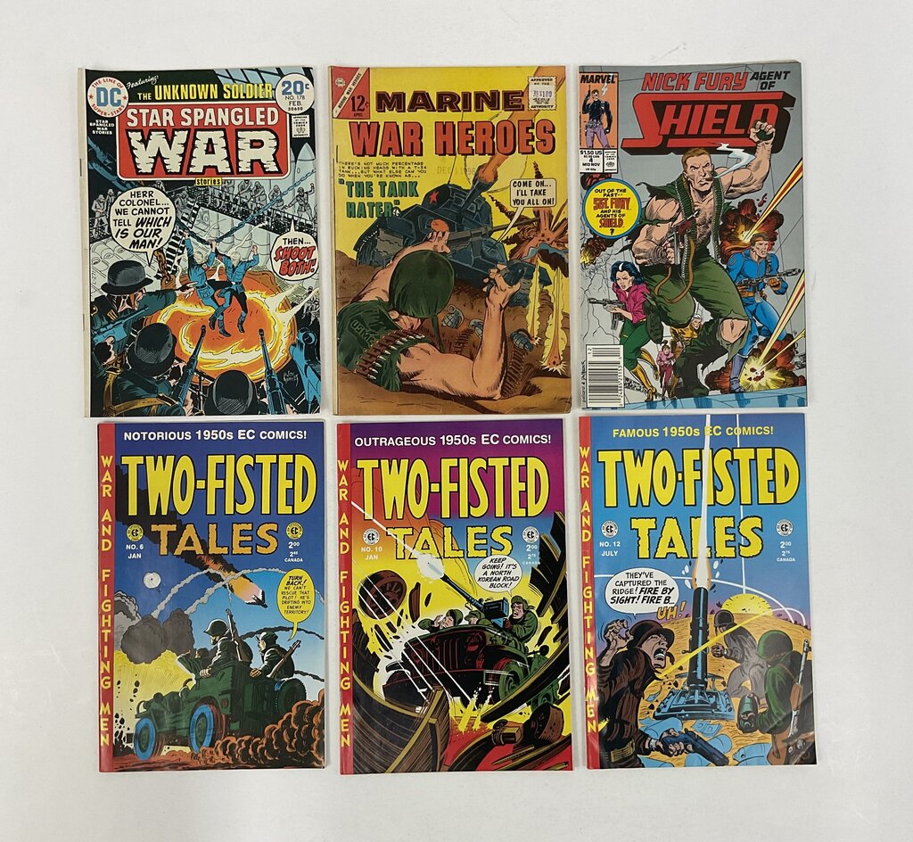 Vintage Bundle of 6 War Themed Comic Books - 1960s-1990s /so