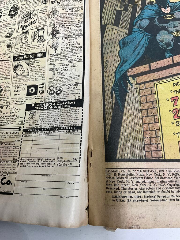 Vintage DC Comics: Batman “100 Pages” #258 1974 /so