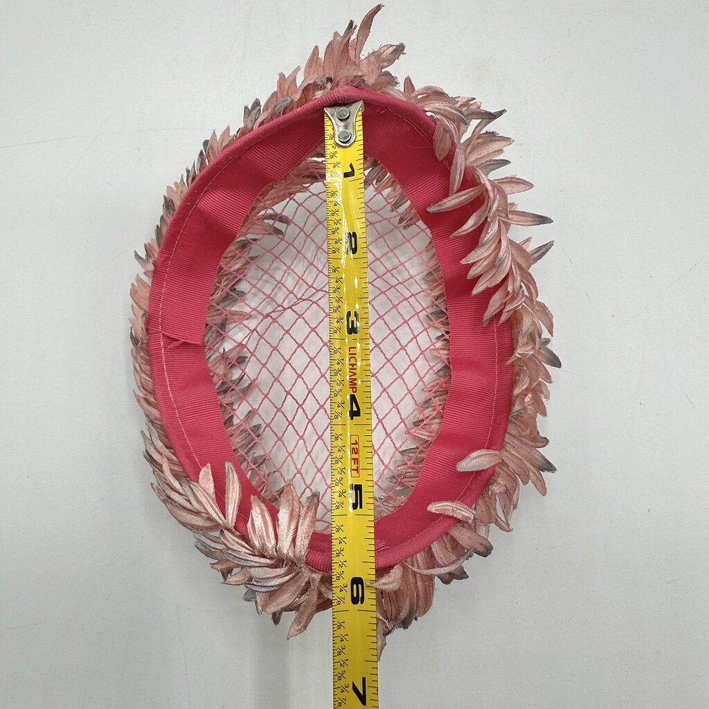 Original !950s Pink Net & Floral Petals Women’s Half Hat/Fascinator /cb
