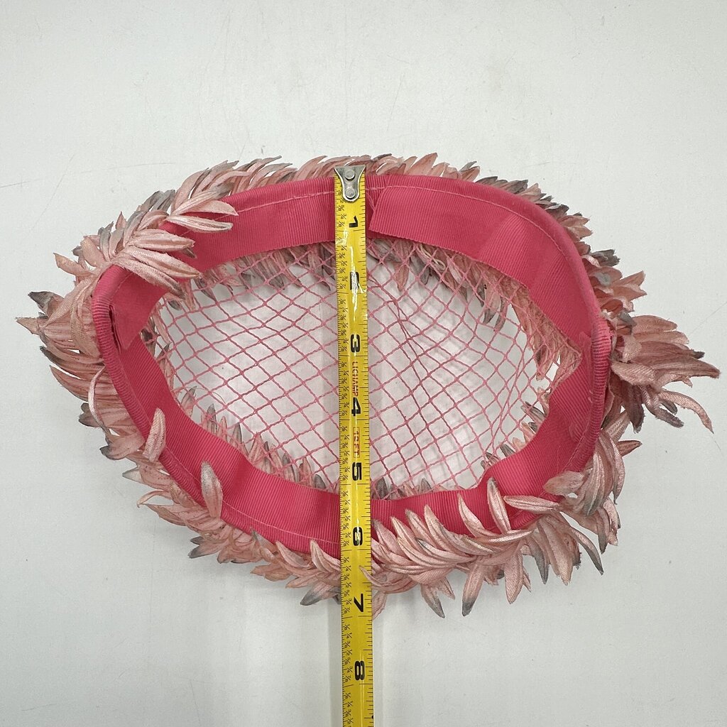 Original !950s Pink Net & Floral Petals Women’s Half Hat/Fascinator /cb