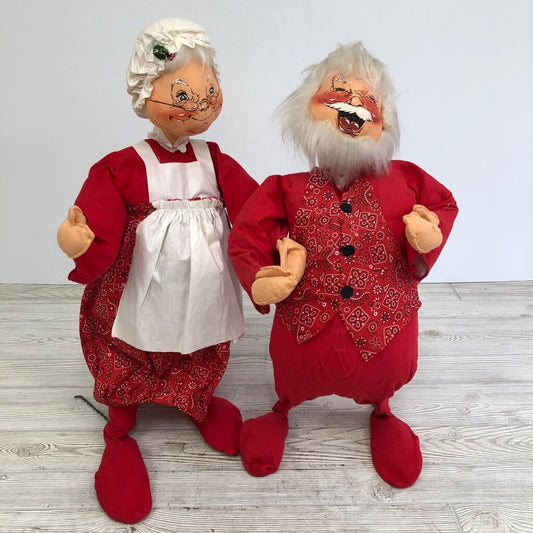Large 1971 Annalee Santa & Mrs Santa Claus 28” Dolls /b