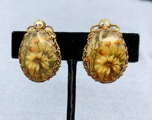 Vintage West Germanay Floral & Filigree Clip Earrings /b