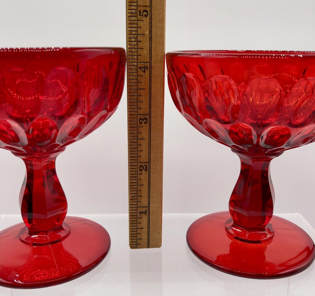 Set of 4 Fenton Thumbprint Ruby Red Champagne/ Sherbet Glasses /b