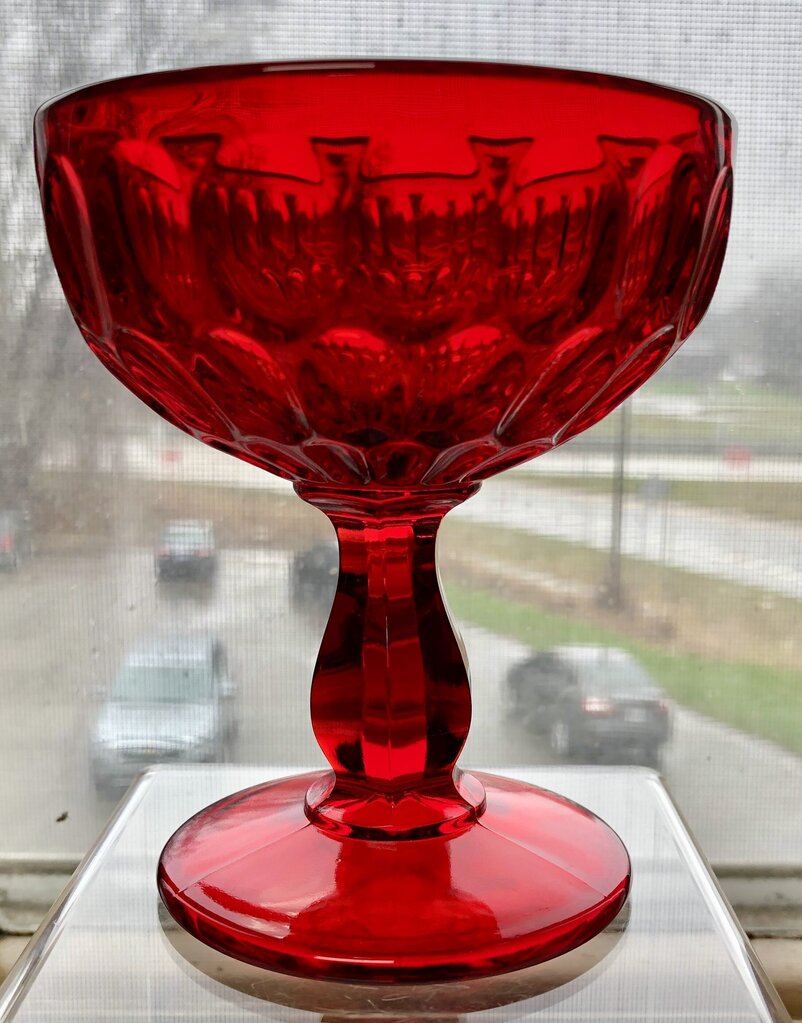 Set of 4 Fenton Thumbprint Ruby Red Champagne/ Sherbet Glasses /b