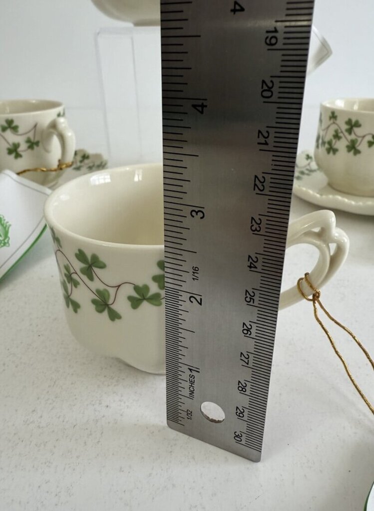 The Shannon Collection 7pc Lot of Porcelain Shamrock Cuos & Saucers NWT /r