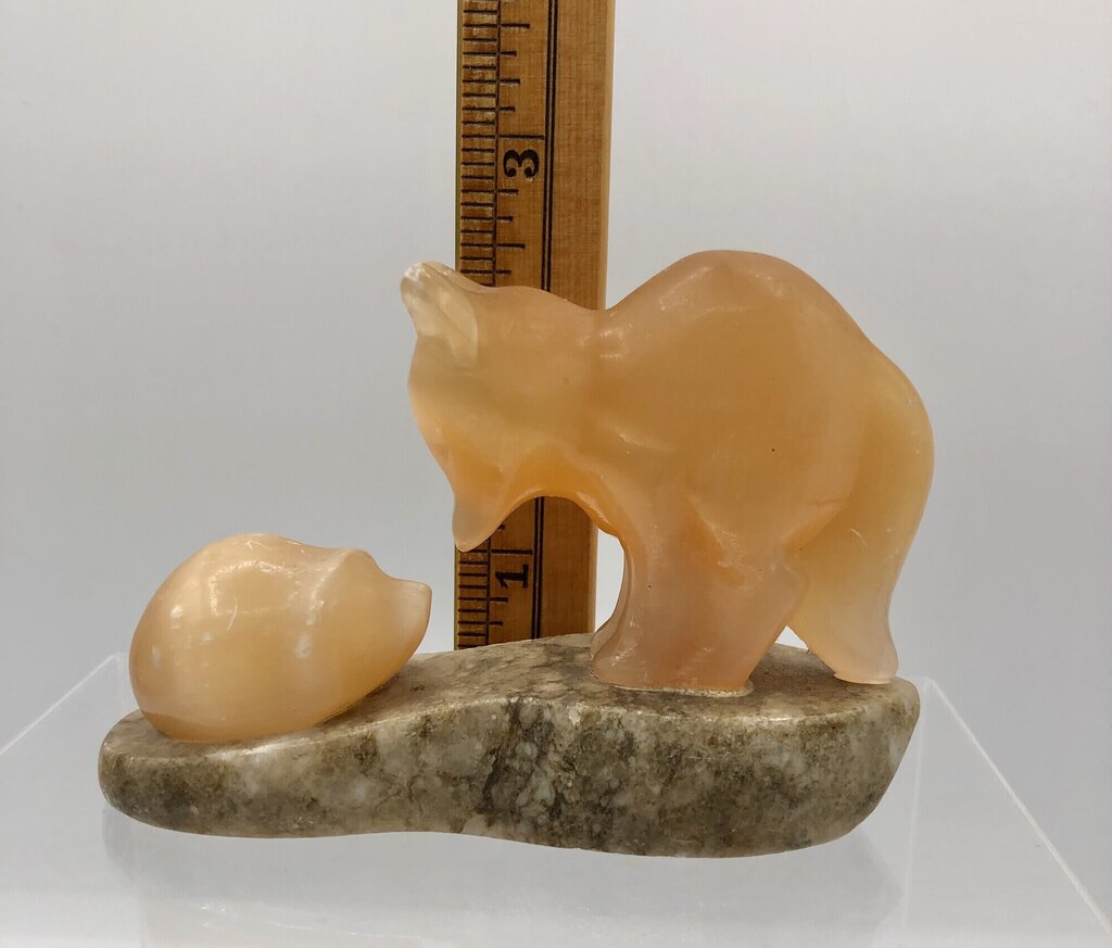 Vtg Carved Selenite Fox & Hedgehog /b