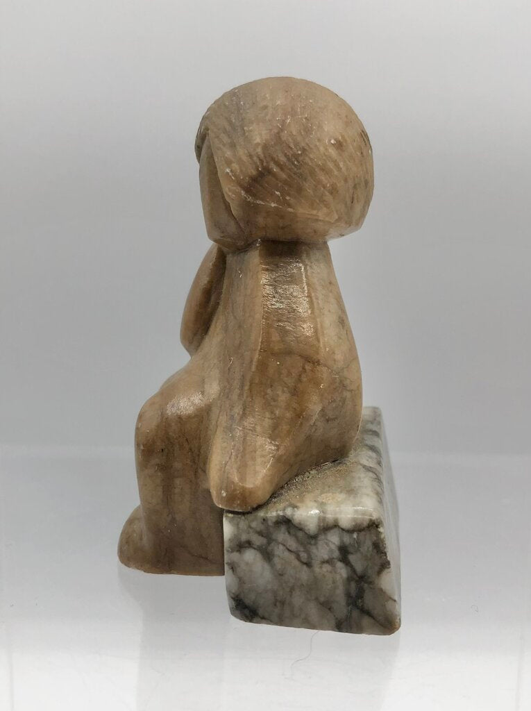 Vintage Stone Marble Carved Sitting Girl Sculpture /b