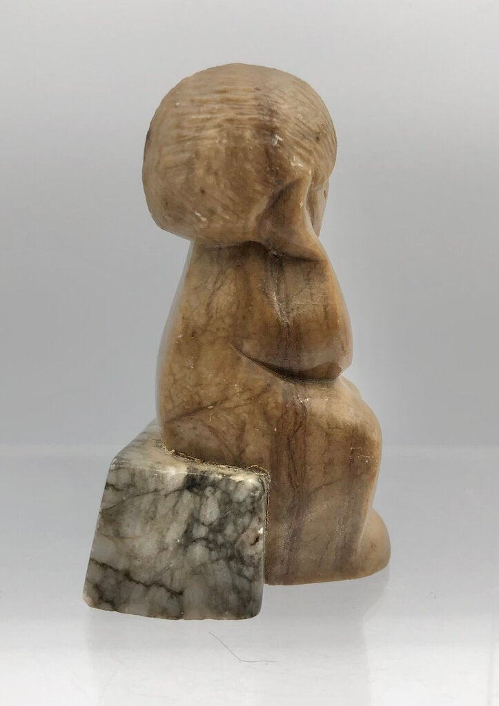 Vintage Stone Marble Carved Sitting Girl Sculpture /b