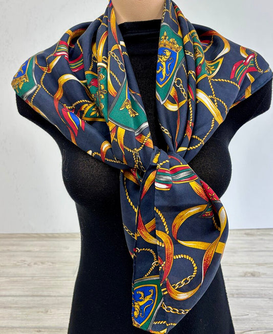 Italian Silk Scarf 35x35” Multi Color /j