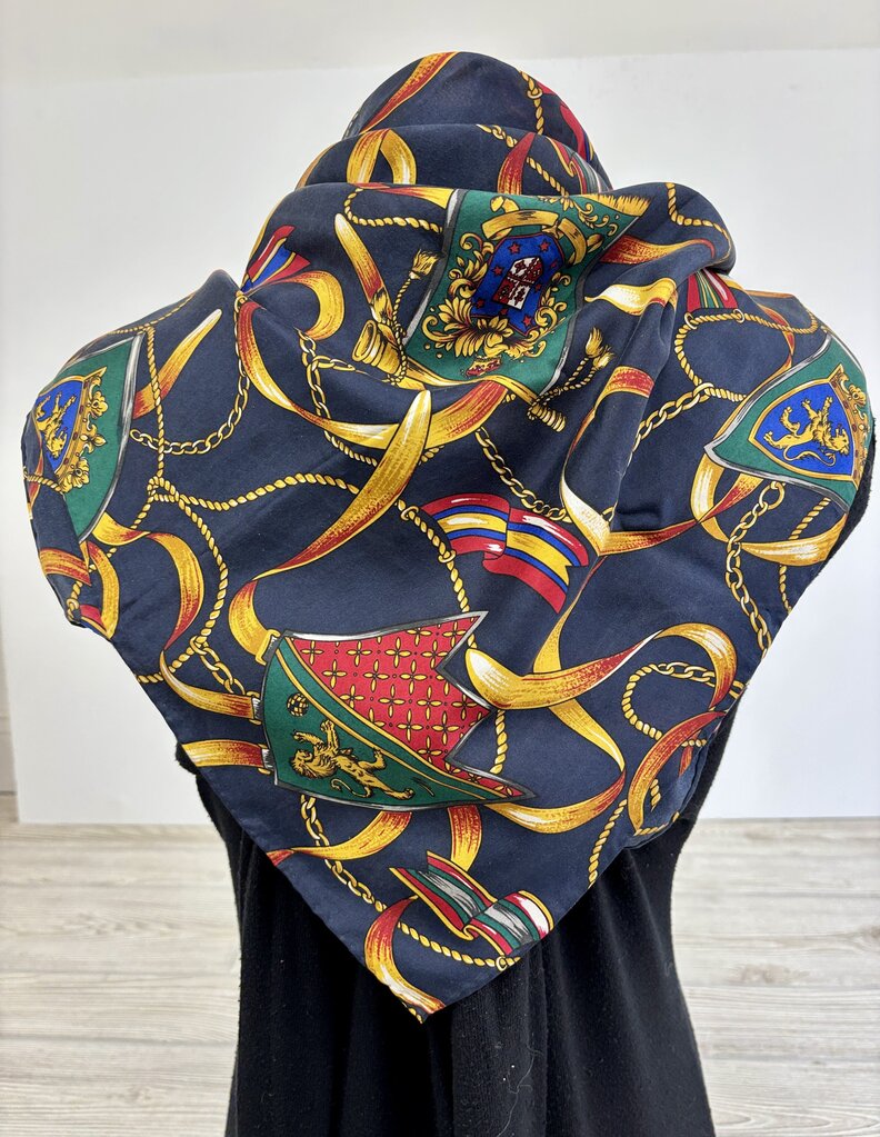 Italian Silk Scarf 35x35” Multi Color /j