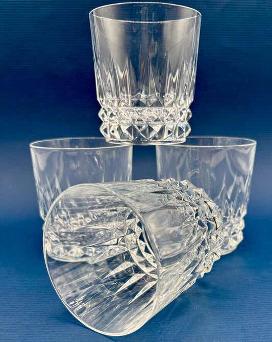 Set of 4 Cristal d’Arques Old Fashioned/Low Ball Whiskey Glasses /j