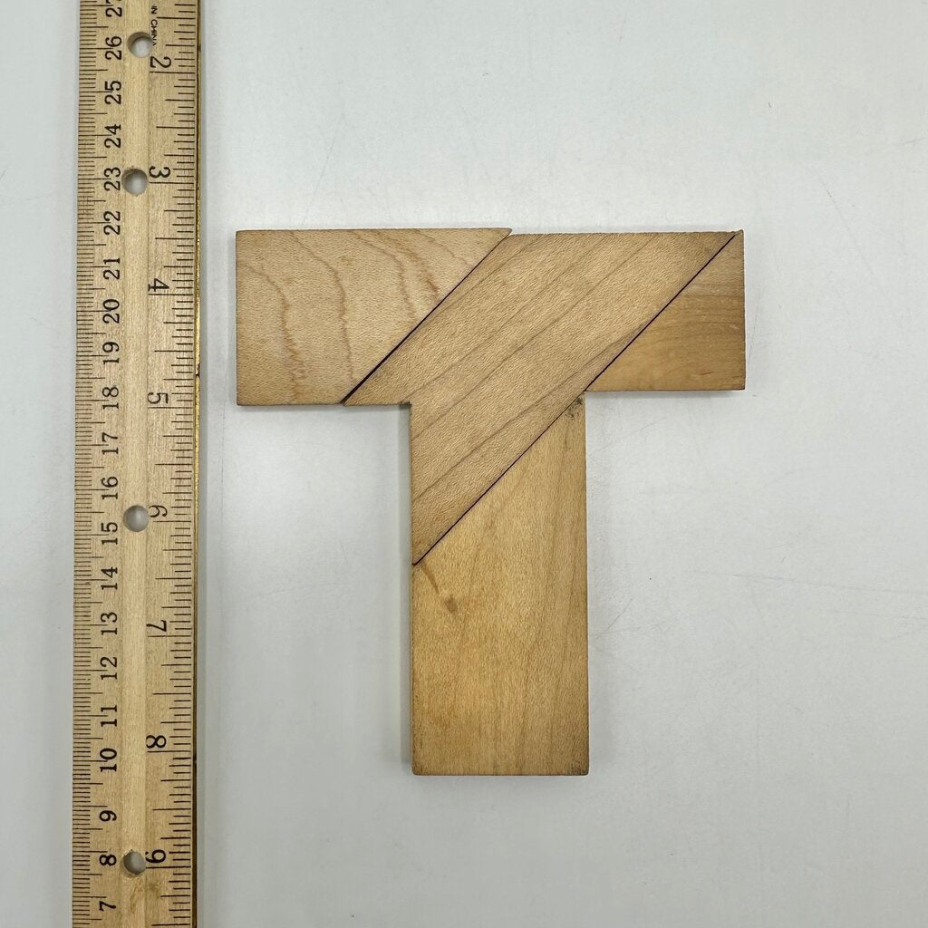 Vintage 1940s Pa’s T Puzzle 4 Pieces Wood Puzzle Wm F. Druecke & Sons, Grand Rapids Michigan - Classic Brain Teaser /cb