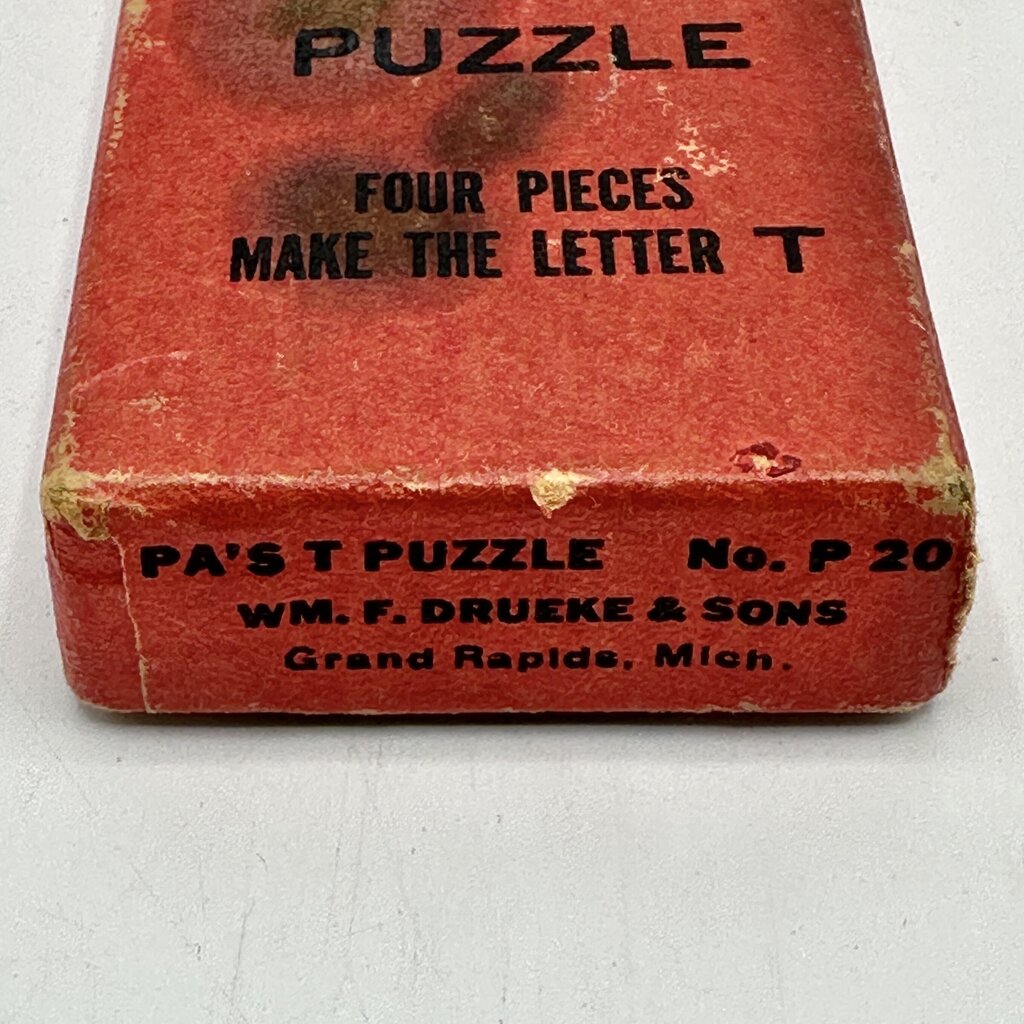 Vintage 1940s Pa’s T Puzzle 4 Pieces Wood Puzzle Wm F. Druecke & Sons, Grand Rapids Michigan - Classic Brain Teaser /cb