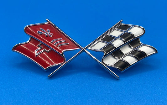 Original 1968 - 1972 Corvette Front Nose X Flag Emblem Detroit Made /b