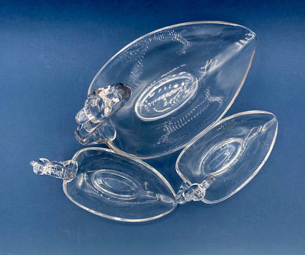 Set of 3 Duncan Miller Glass Nesting Swans Candy/ Trinket Dishes /b