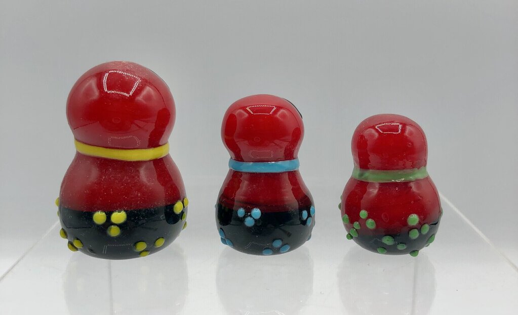 Set of 3 Art Glass Matryoshka Russian Nesting Doll Figurines /b