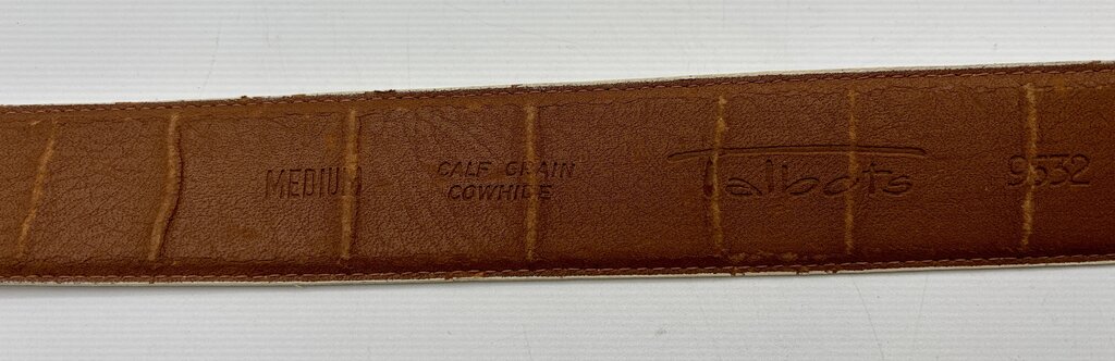 Talbots Cream Leather Belt w/ Gold Buckle Sz. M /j