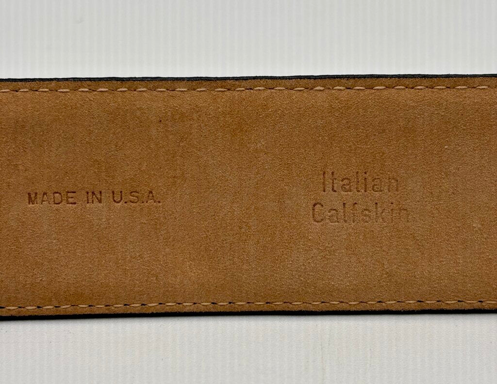 Ender Murat Black Leather Belt w/ Gold Buckle Sz. M /j