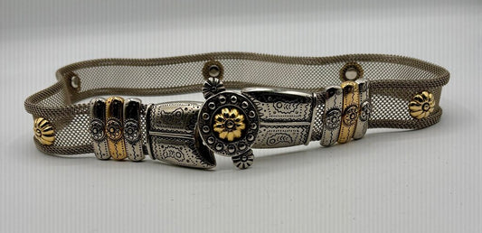 Vtg. Chain Metal Belt with Gold Accents Sz. M /j