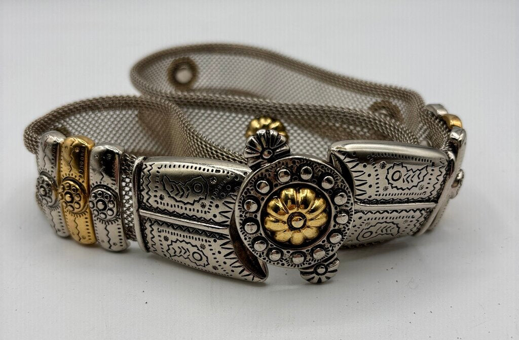 Vtg. Chain Metal Belt with Gold Accents Sz. M /j