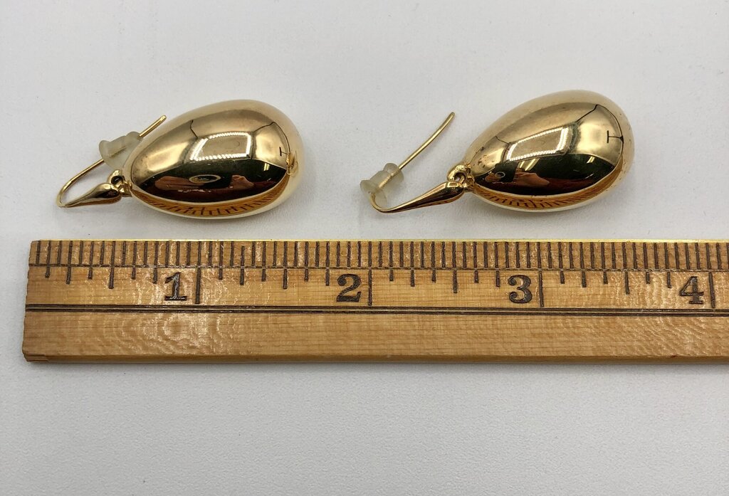 LR Italy Sterling Silver 925 Gold Vermeil Teardrop Dangle Earrings /b