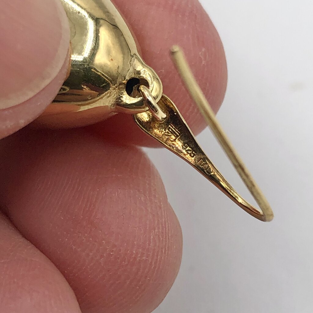 LR Italy Sterling Silver 925 Gold Vermeil Teardrop Dangle Earrings /b