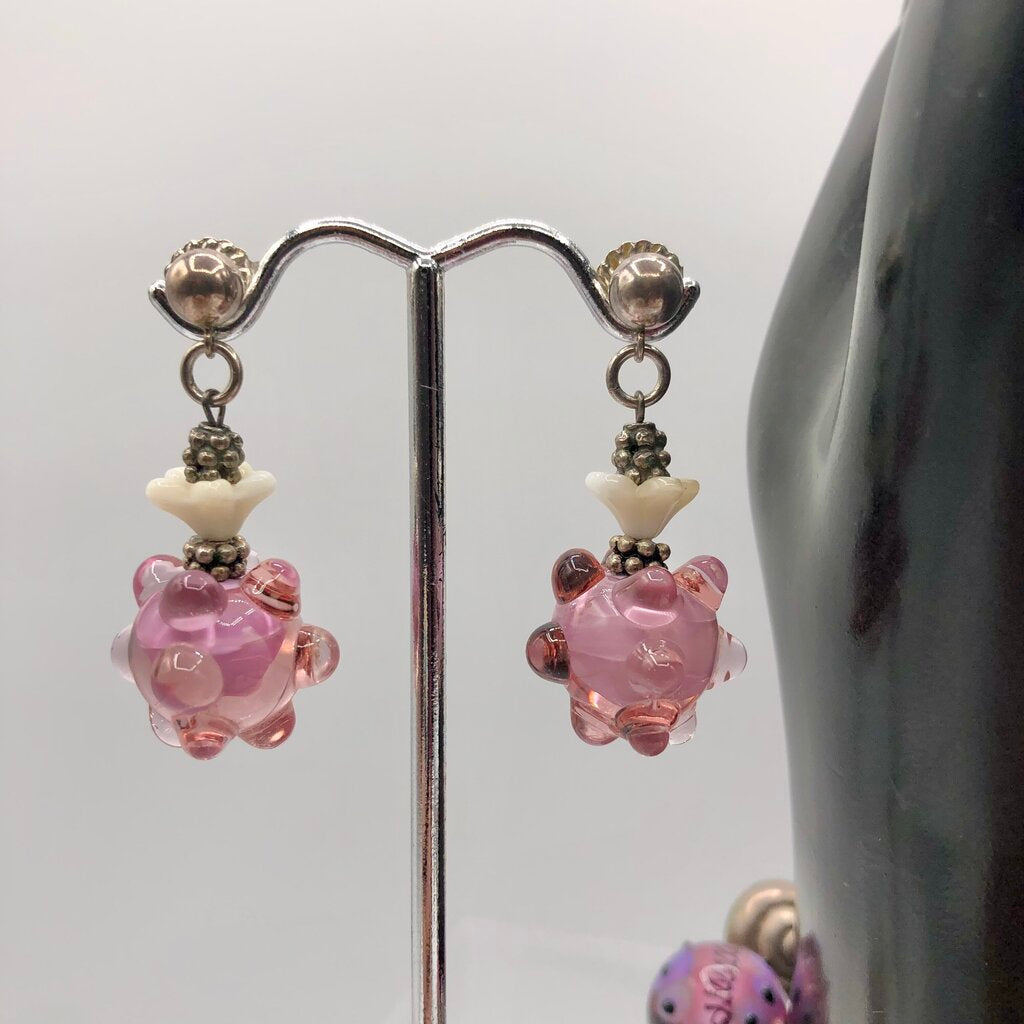 Artisan Made Glass Bead Earrings & Bracelet Set /b