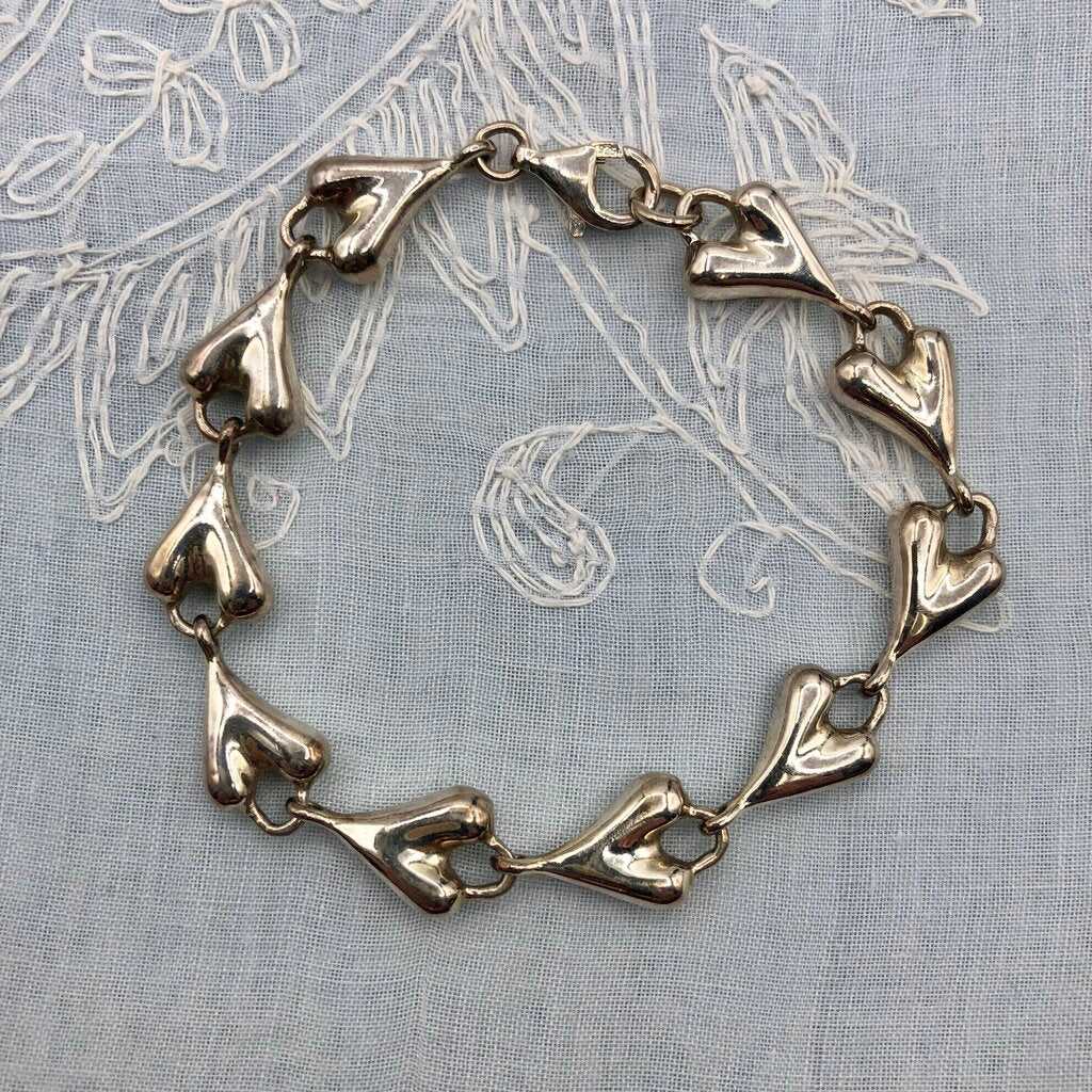 Robert Lee Morris 925 Sterling Silver Heart Link Bracelet /b