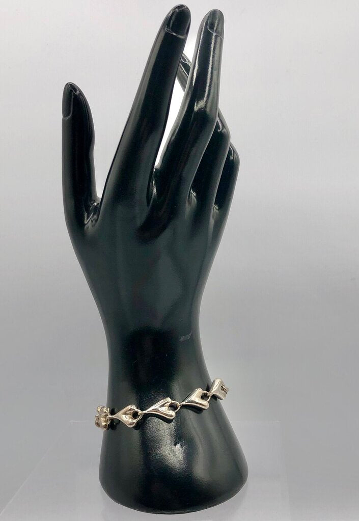 Robert Lee Morris 925 Sterling Silver Heart Link Bracelet /b
