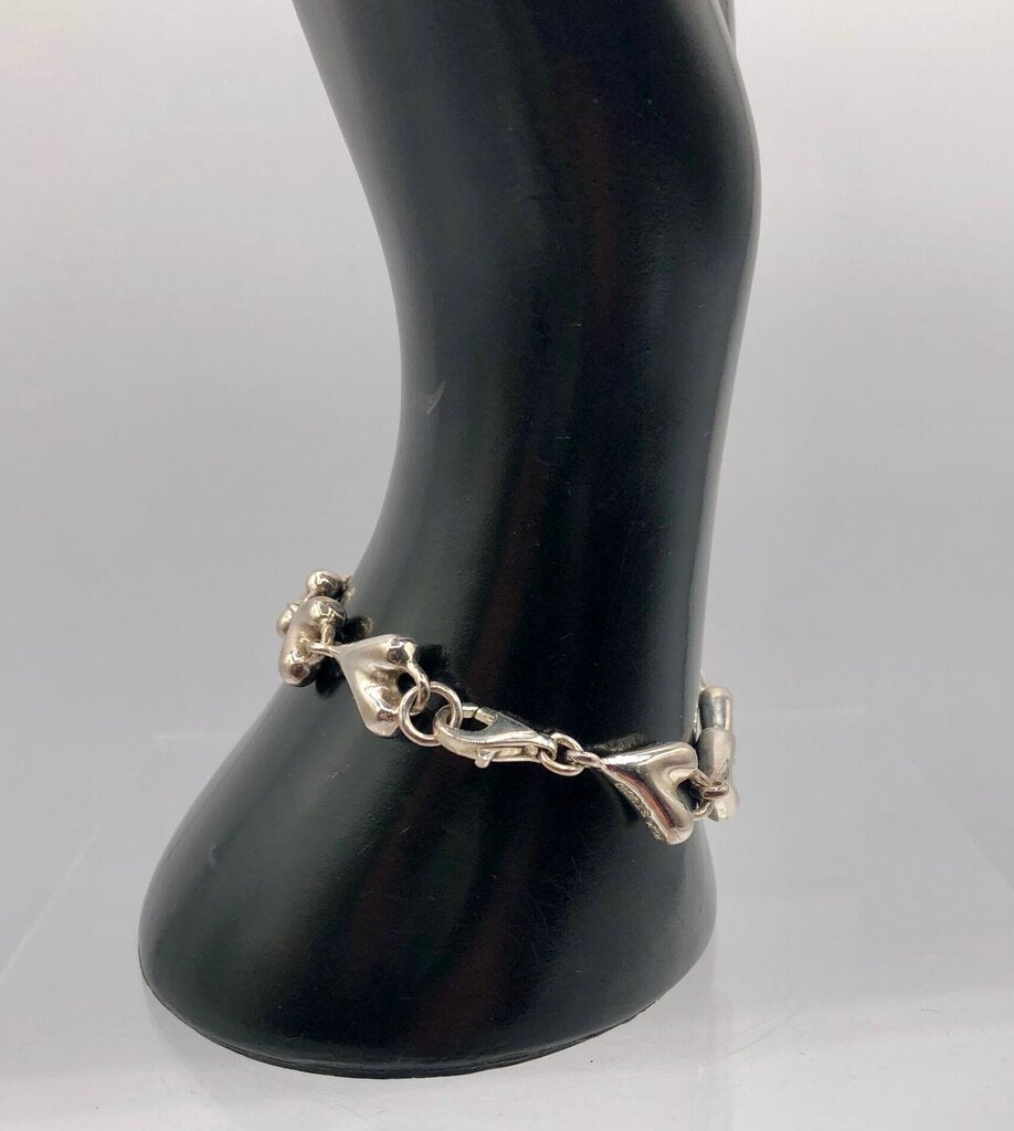Robert Lee Morris 925 Sterling Silver Heart Link Bracelet /b