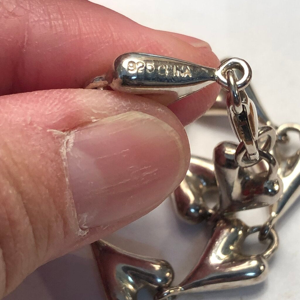 Robert Lee Morris 925 Sterling Silver Heart Link Bracelet /b