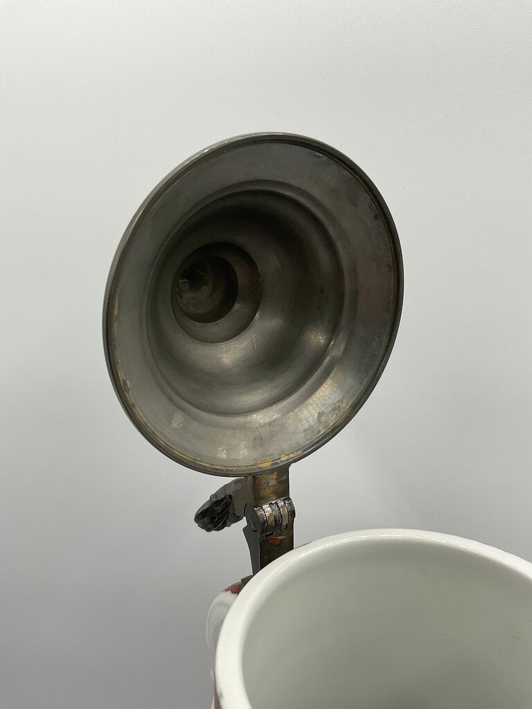 Vintage Ceramic Beer Stein “Stuttgart” Coat of Arms with Pewter Lid Made in Western Germany /s