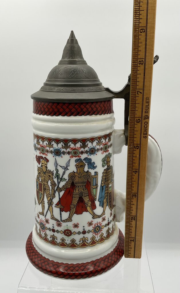Vintage Ceramic Beer Stein “Stuttgart” Coat of Arms with Pewter Lid Made in Western Germany /s