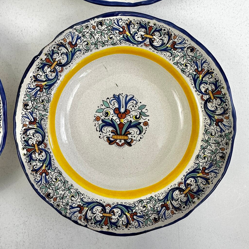 4 Vintage Meridiana Ceramiche Rim Soup/ Pasta Bowls 8.5” Made In Italy Blue /cb