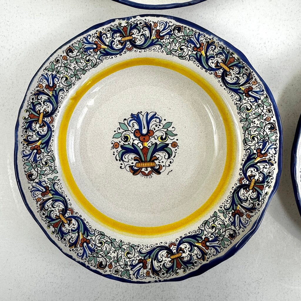 4 Vintage Meridiana Ceramiche Rim Soup/ Pasta Bowls 8.5” Made In Italy Blue /cb