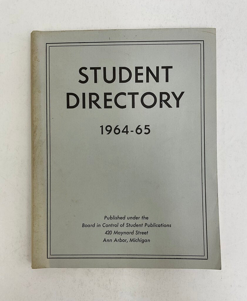 Vintage University of Michigan Student Directory 1964-65 /sb