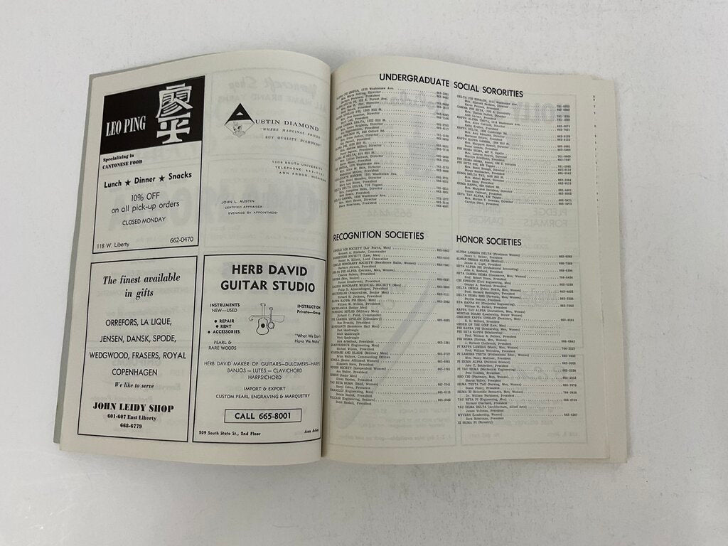 Vintage University of Michigan Student Directory 1964-65 /sb