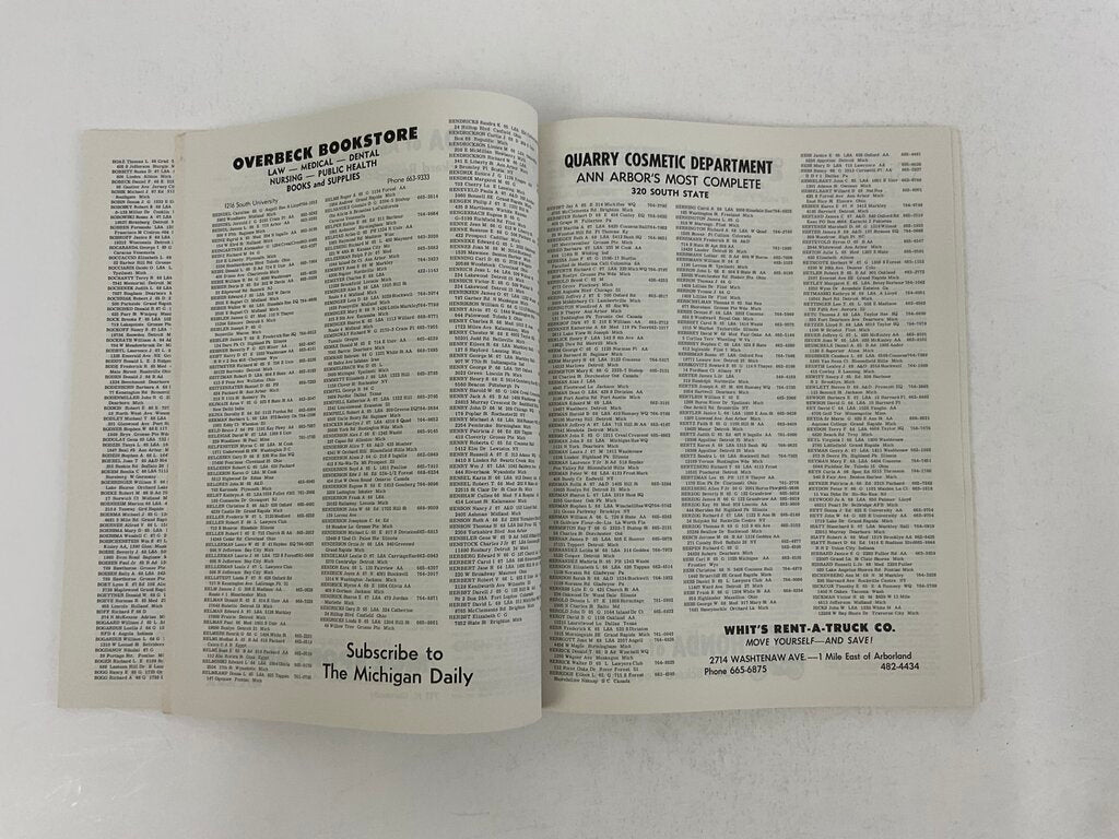Vintage University of Michigan Student Directory 1964-65 /sb
